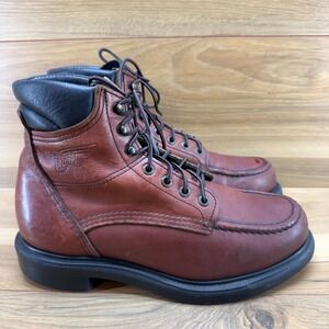 Redwing Supersole Mens Work Boots 7 D Moc Toe Soft Toe 202 Reddish Brown